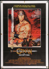 3p565 CONAN THE DESTROYER Italian 1p '84 Arnold Schwarzenegger is the most powerful legend of all!