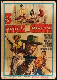 3p582 DEATH WALKS IN LAREDO Italian 1p '67 Hunter, Shigeta, cool Casaro spaghetti western art!