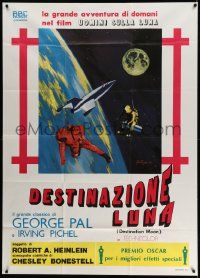 3p586 DESTINATION MOON Italian 1p R76 Robert A. Heinlein, Festino art of astronauts in space!