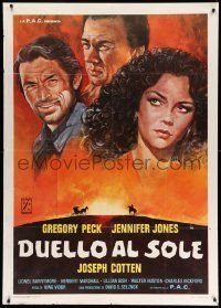 3p597 DUEL IN THE SUN Italian 1p R77 different art of Jennifer Jones, Gregory Peck & Joseph Cotten!