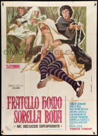 3p615 FRATELLO HOMO SORELLA BONA Italian 1p '73 wild Symeoni art of half-naked nuns & priests!