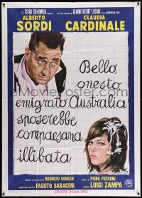 3p623 GIRL IN AUSTRALIA Italian 1p '71 great art of Alberto Sordi & sexy Claudia Cardinale!