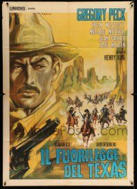 3p636 GUNFIGHTER Italian 1p R64 different Colizzi art of Gregory Peck & cowboys riding in desert!
