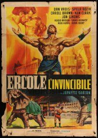 3p644 HERCULES THE INVINCIBLE Italian 1p '64 art of Dan Vadis as the strongest man in the world!