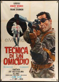 3p647 HIRED KILLER Italian 1p R70s great different art of one-eyed Franco Nero with sniper rifle!