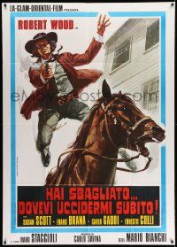 3p670 KILL THE POKER PLAYER Italian 1p '72 Robert Wood, cool spaghetti western art by Piovano!