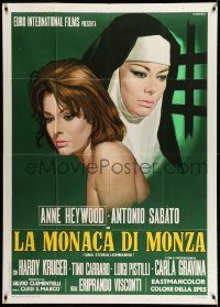 3p678 LADY OF MONZA Italian 1p '69 Casaro art of nun Anne Heywood, her other love is God!