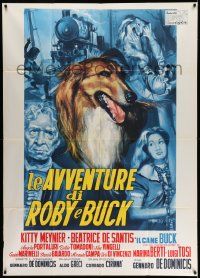 3p681 LE AVVENTURE DI ROBY E BUCK Italian 1p '57 great montage art of Buck, the canine hero!