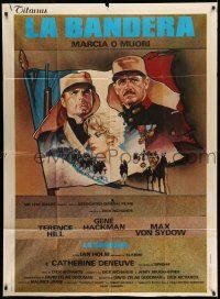 3p699 MARCH OR DIE Italian 1p '77 different art of Gene Hackman, Catherine Deneuve & Terence Hill!