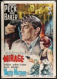 3p710 MIRAGE Italian 1p '65 different Rodolfo Gasparri art of Gregory Peck & Diane Baker!