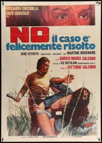 3p725 NO, THE CASE IS HAPPILY RESOLVED Italian 1p '73 wild art of half-naked woman attacked!