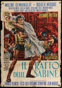 3p756 ROMULUS & THE SABINES Italian 1p '64 great Deamicis art of Roger Moore & Mylene Demongeot!