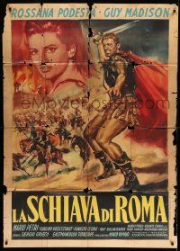 3p779 SLAVE OF ROME Italian 1p '61 Guy Madison, Podesta, cool sword & sandal gladiator art!
