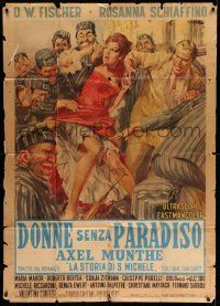 3p790 STORY OF SAN MICHELE Italian 1p '62 Ciriello art of sexy Schiaffino manhandled by convicts!