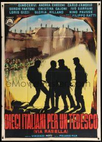 3p803 TEN ITALIANS FOR ONE GERMAN Italian 1p '62 art of four men surrounded by German Nazis!