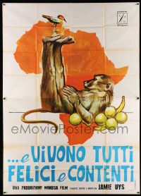 3p212 ANIMALS ARE BEAUTIFUL PEOPLE Italian 2p '75 Jamie Uys, Africa, great art of monkey & bird!