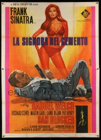 3p234 LADY IN CEMENT Italian 2p '68 different Nistri art of Frank Sinatra & sexy Raquel Welch!