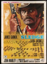 3p239 MAN CALLED SLEDGE Italian 2p '70 art of James Garner & men guarding gold, spaghetti western!