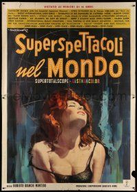 3p251 SUPERSPETTACOLI NEL MONDO style B Italian 2p '62 art of sexy stripper by Rodolfo Gasparri!