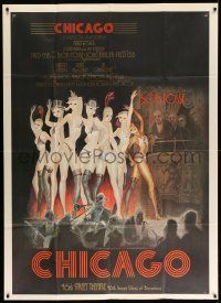 3p007 CHICAGO 42x58 stage poster ''75 Bob Fosse, cool T.W. artwork of sexy dancers on stage!