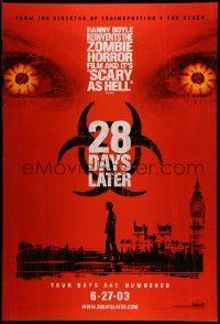3r024 28 DAYS LATER teaser 1sh '03 Danny Boyle, Cillian Murphy vs. zombies in London!