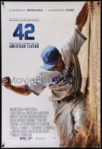 3r031 42 advance DS 1sh '13 baseball, image of Chadwick Boseman as Jackie Robinson sliding home!