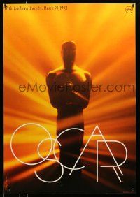 3r003 65th ANNUAL ACADEMY AWARDS heavy stock 1sh '93 Oscar statuette, Saul Bass design!