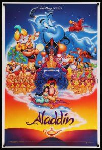 3r058 ALADDIN 1sh '92 Walt Disney Arabian fantasy cartoon, Calvin Patton art of cast!