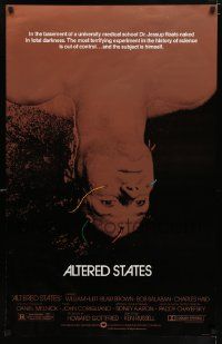 3r087 ALTERED STATES foil 1sh '80 William Hurt, Paddy Chayefsky, Ken Russell, sci-fi!