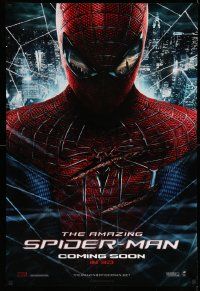 3r089 AMAZING SPIDER-MAN int'l teaser DS 1sh '12 portrait of Garfield in title role over city!