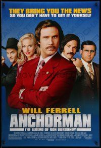 3r121 ANCHORMAN DS 1sh '04 The Legend of Ron Burgundy, image of newscaster Will Ferrell and cast!