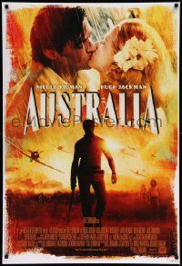 3r152 AUSTRALIA style E int'l DS 1sh '08 Hugh Jackman & Nicole Kidman kissing in the rain!