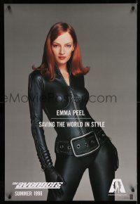 3r156 AVENGERS teaser 1sh '98 sexy Uma Thurman as Emma Peel - saving the world in style!