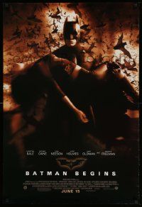 3r178 BATMAN BEGINS June 15 advance DS 1sh '05 Bale carrying Katie Holmes while bats fly!