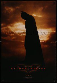 3r179 BATMAN BEGINS June 15 teaser 1sh '05 image of Christian Bale in title role!