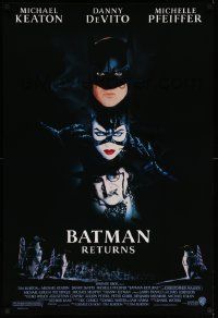 3r188 BATMAN RETURNS 1sh '92 Michael Keaton, Danny DeVito, sexy Michelle Pfeiffer, Tim Burton