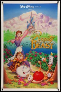 3r198 BEAUTY & THE BEAST DS 1sh '91 Walt Disney cartoon classic, art of cast by Calvin Patton!