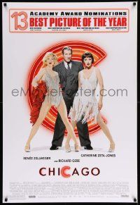3r331 CHICAGO DS 1sh '02 Renee Zellweger & Catherine Zeta-Jones, Richard Gere, 13 AA nominations!