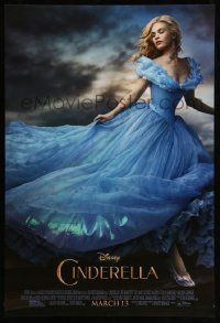 3r346 CINDERELLA advance DS 1sh '15 great image of Lilly James in the title role!