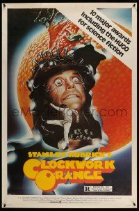 3r355 CLOCKWORK ORANGE 1sh R82 Stanley Kubrick classic, different art of Malcolm McDowell