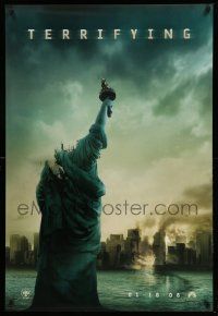 3r361 CLOVERFIELD teaser 1sh '08 wild image of destroyed New York & Lady Liberty decapitated!
