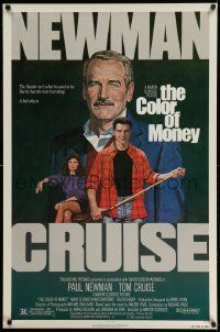 3r365 COLOR OF MONEY 1sh '86 Robert Tanenbaum art of Paul Newman & Tom Cruise playing pool!