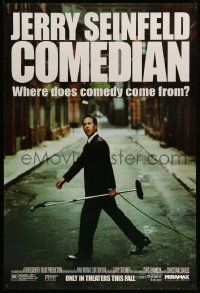 3r368 COMEDIAN advance 1sh '02 great image of Jerry Seinfeld walking across street with microphone!
