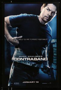 3r376 CONTRABAND teaser DS 1sh '12 Mark Wahlberg w/money belt & gun!