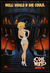 3r381 COOL WORLD teaser 1sh '92 cartoon art of Kim Basinger as Holli, she would if she could!