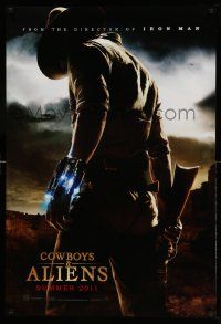 3r386 COWBOYS & ALIENS Summer teaser DS 1sh '11 cool image of Daniel Craig w/ alien weapon!