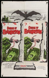 3r405 CURSE OF FRANKENSTEIN/HORROR OF DRACULA 1sh '64 greatest double creature feature!