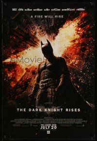 3r419 DARK KNIGHT RISES advance DS 1sh '12 Christian Bale as Batman, a fire will rise!