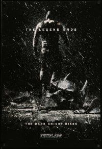 3r420 DARK KNIGHT RISES teaser DS 1sh '12 Tom Hardy as Bane, cool image of broken mask in the rain!