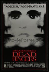 3r440 DEAD RINGERS 1sh '88 Jeremy Irons & Genevieve Bujold, David Cronenberg, borderless design!
